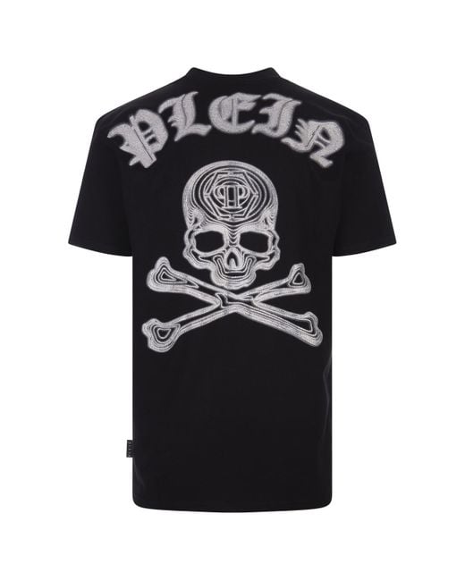 Philipp Plein Black T-Shirt With Crystal Skull&Bones for men