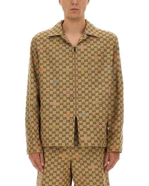 Gucci Natural Fabric Jacket Gg Cotton for men