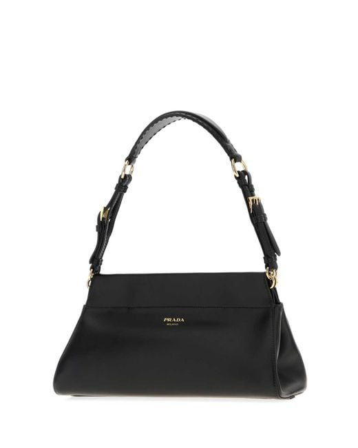 Prada Black Leather Medium Enchaãnã Shoulder Bag