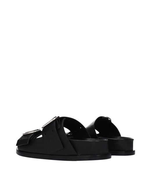 Jil Sander Black Leather Slippers