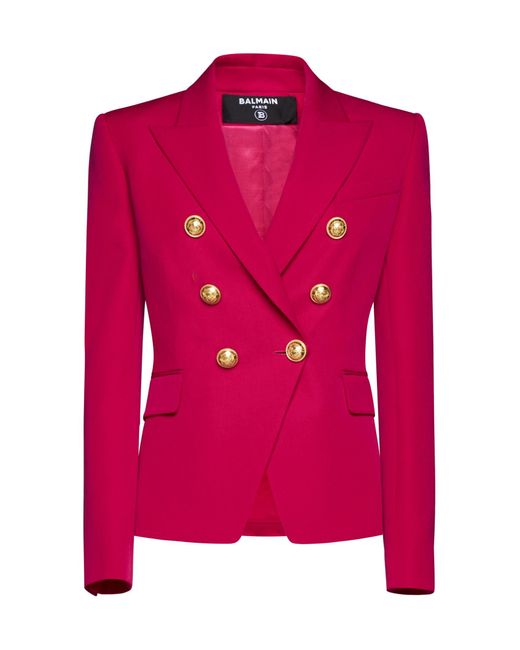 Balmain Double-breasted Tailored Blazer in Pink | Lyst
