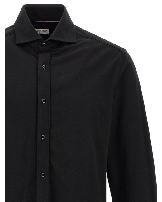 Brunello Cucinelli Black Cotton Blouse for men