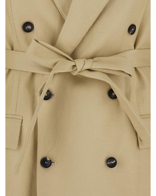 Tela Natural Double-Breasted Jacket With Peak Revers