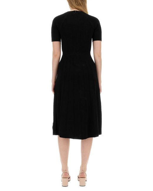 Michael Kors Black Stretch Knit Longuette Dress