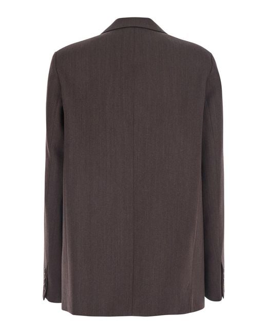 Grifoni Brown Single-Breasted Blazer Wool-Viscose Blazers