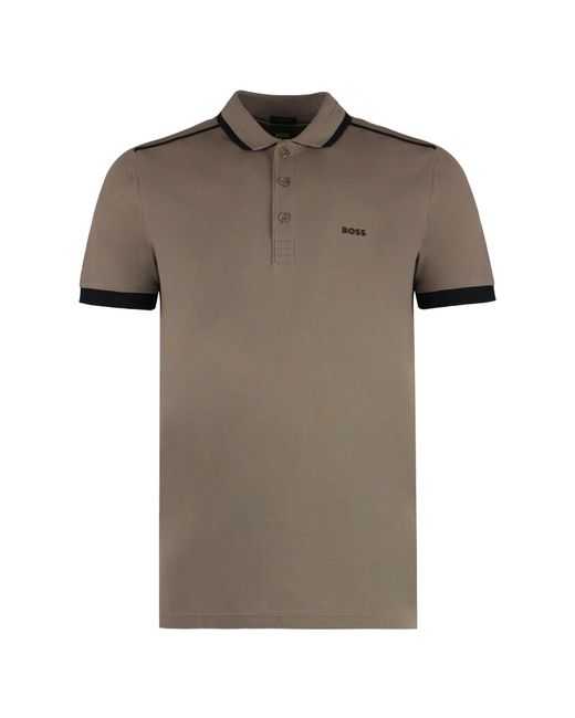Boss Brown Cotton-Piqué Polo Shirt for men