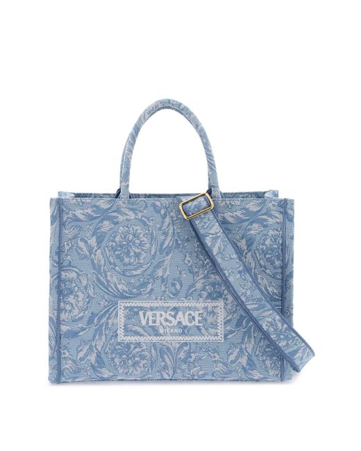 Versace Blue Athena Barocco Tote Bag