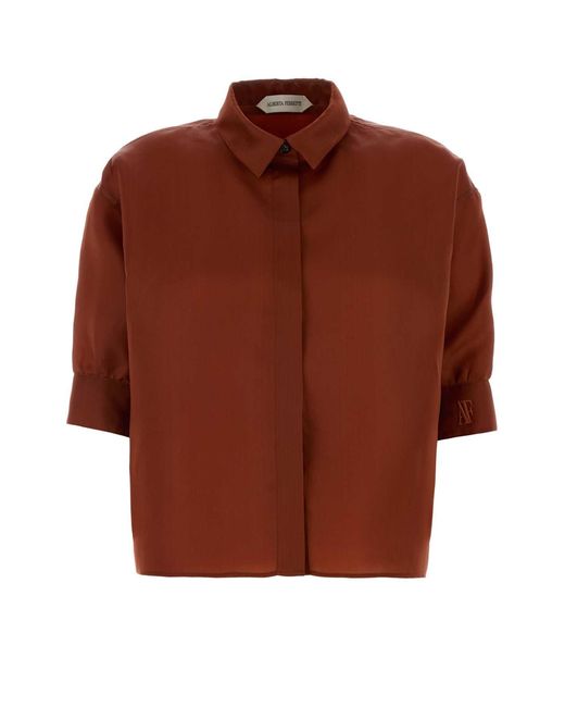 Alberta Ferretti Brown Brick Silk Shirt