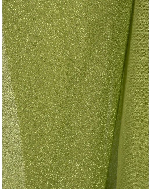 Oseree Green Lime Lumiere One-Shoulder Midi Dress