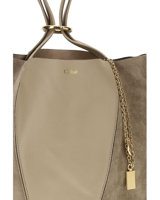 Chloé Natural Shoulder Bag Spin Leather