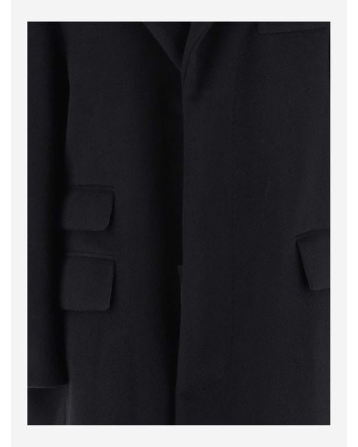 Saint Laurent Black Virgin Wool And Angora Single-breasted Coat