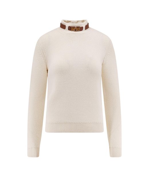 Elisabetta Franchi White Wool Blend Sweater