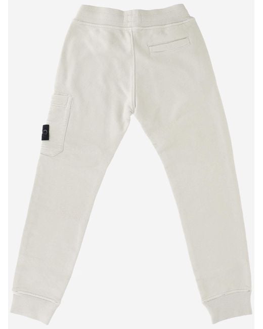 Stone Island White Kids Cotton Joggers Trousers for men