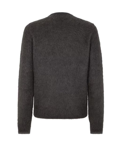 Fendi Gray Embroidered Wool Blend Sweater for men