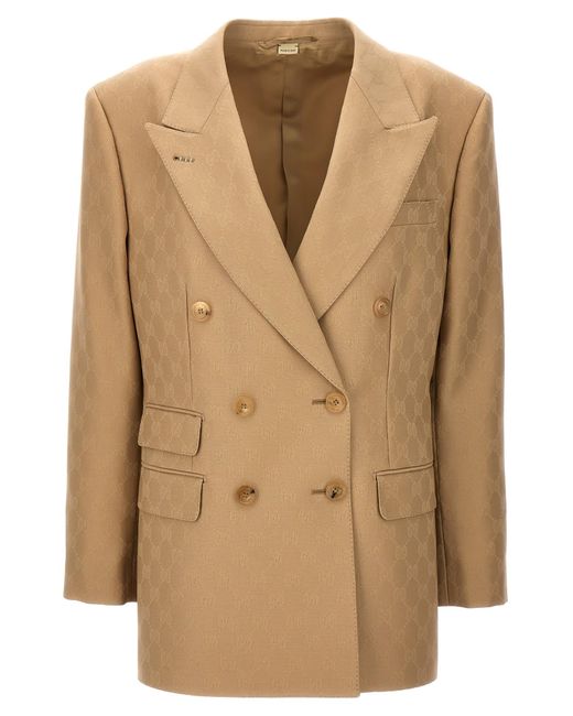 Gucci Natural Gg Double-Breasted Blazer