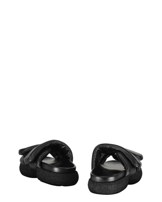 Dries Van Noten Black Leather And Rubber Slides for men