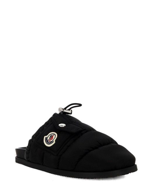 Moncler Black Logo Patch Padded Slippers