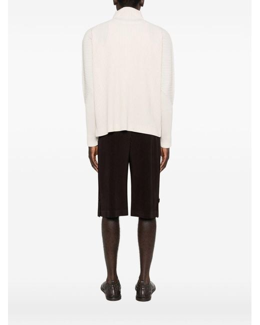 Homme Plissé Issey Miyake White Homme Plisse' Issey Miyake Pleated Half-Zip Sweater for men