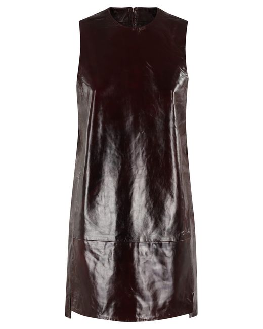 REMAIN Birger Christensen Brown Mini Leather Dress