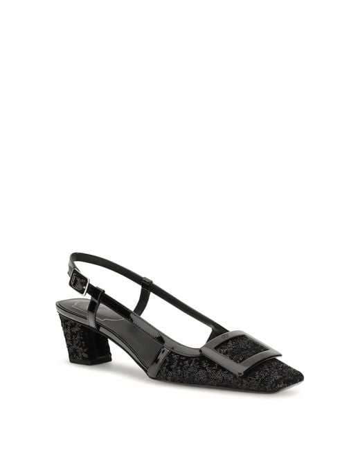 Roger Vivier Black Slingback Pumps Belle Vivier Leather Calf Sandal