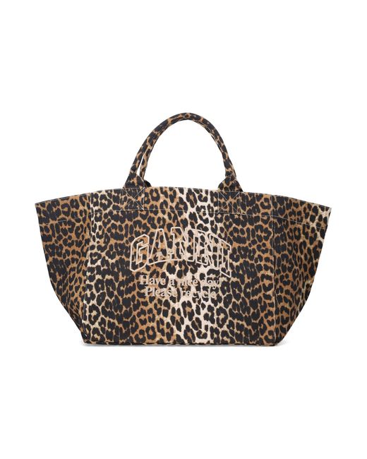 Ganni Multicolor Leopard Xxl Tote Bag