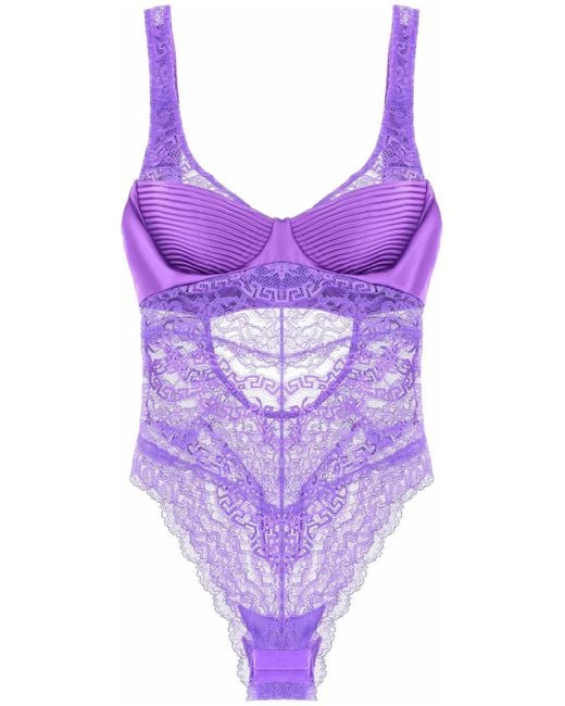 Versace Purple Lace & Satin Bodysuit