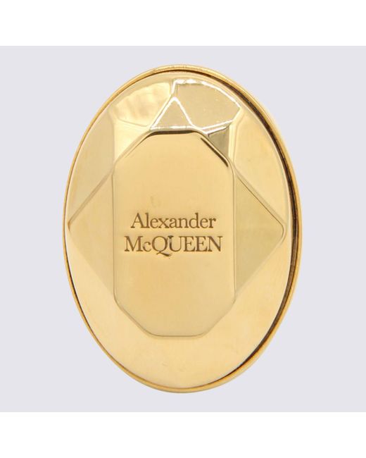 Alexander McQueen Metallic Antique Gold Metal The Faceted Stone Ring