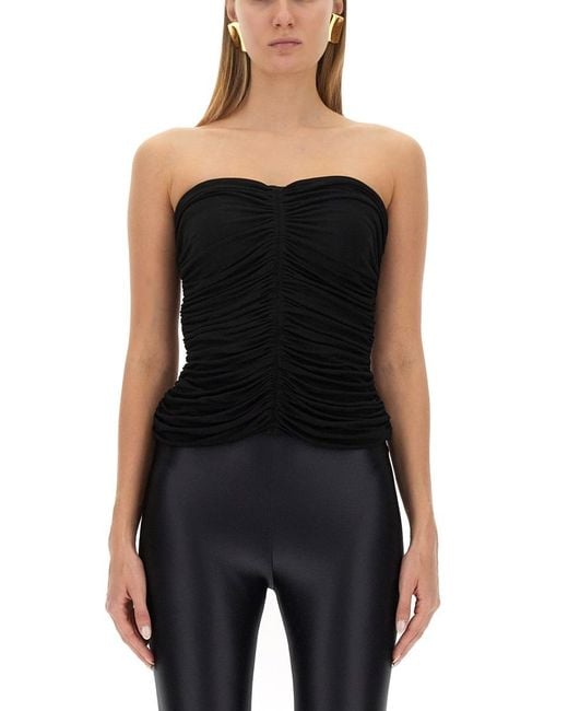 Saint Laurent Black Crepe Jersey Bustier Viscose Tops