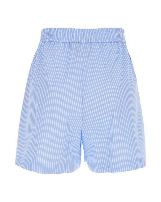 Le Plain Blue Shorts With Striped Motif