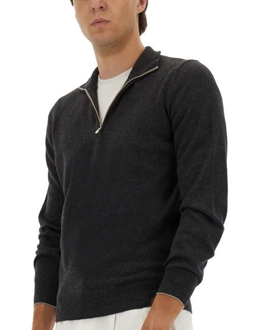 Brunello Cucinelli Black Cashmere Turtleneck Sweater for men