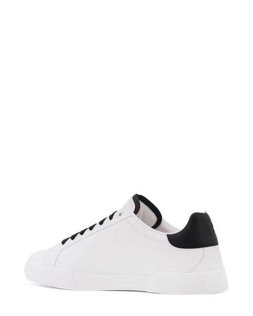 Dolce & Gabbana White Portofino Leather Low-Top Sneakers for men