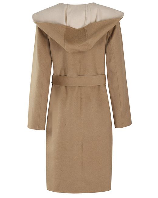 MICHAEL Michael Kors Natural Hooded Wool Wrap Coat