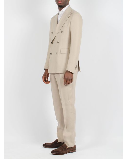 Tagliatore Natural Linen Double-Breasted Tailored Suit for men