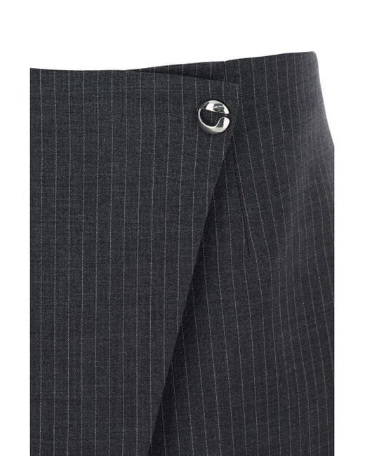 Coperni Gray Pinstriped Wrap Mini Skirt