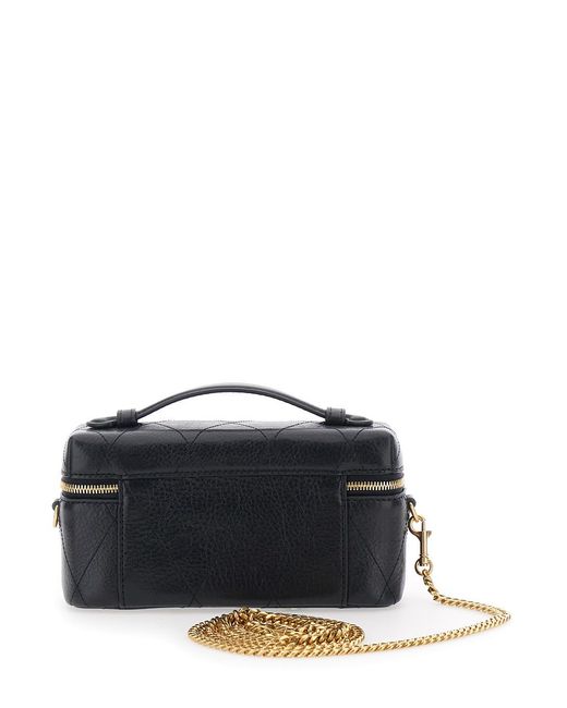 Tory Burch Blue Vanity Case Charlie Quilted Leather Cow Shoulder Bags