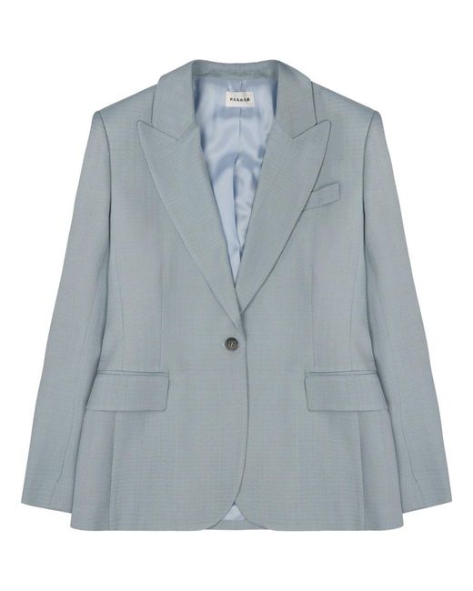 P.A.R.O.S.H. Blue Blazer Single-Breasted Viscose Jacket