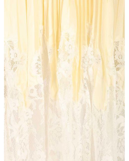 Self-Portrait Yellow Satin Lace Midi Skirt