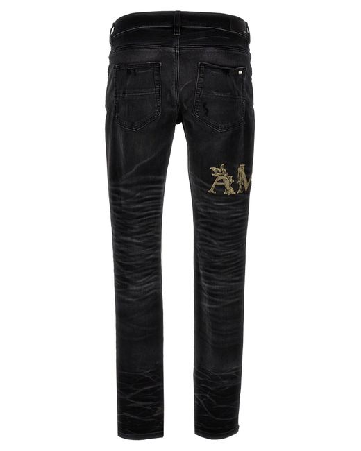 Amiri Black Baroque Logo Jeans for men