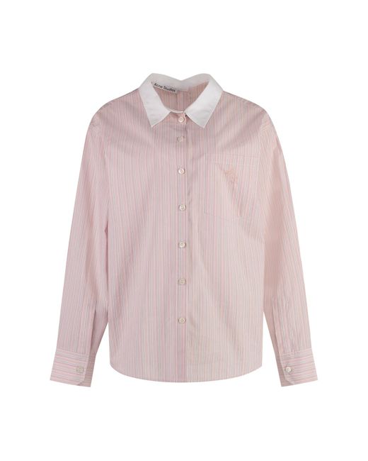 Acne Pink Striped Cotton Shirt