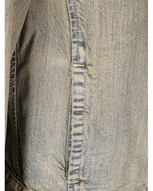 DIESEL Green Faded Denim Jacket With Stand Collar