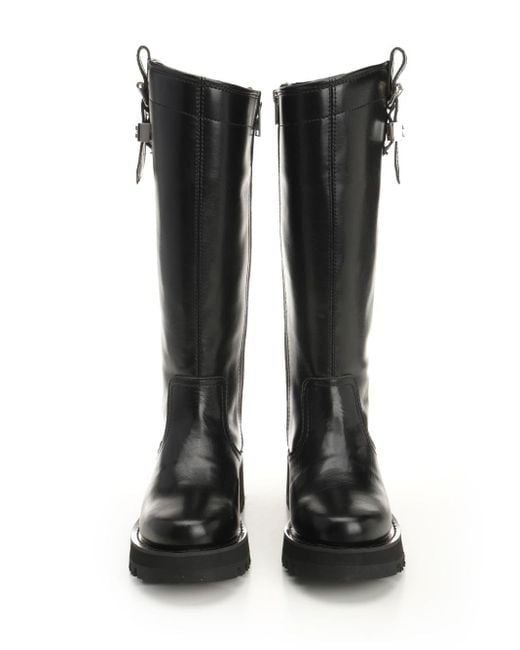 Ganni Black Studs High Boot Crinkle Oleatex Boots