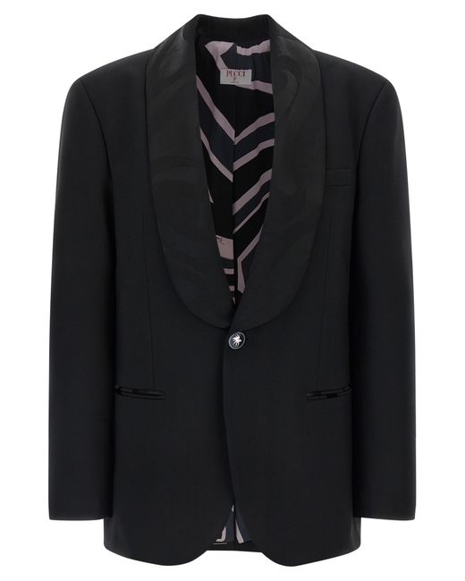 Emilio Pucci Black 'Labirinto' Single-Breasted Blazer