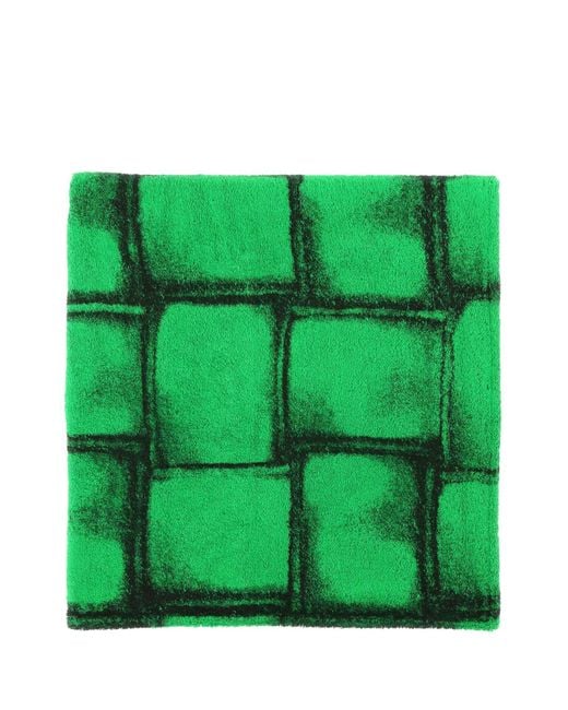 Bottega Veneta Green Embroidered Terry Beach Towel for men
