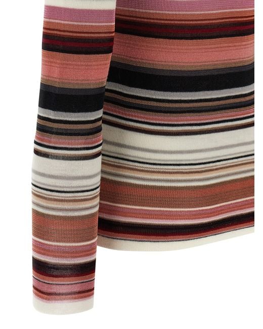 Missoni Red Striped-Turtleneck Sweater