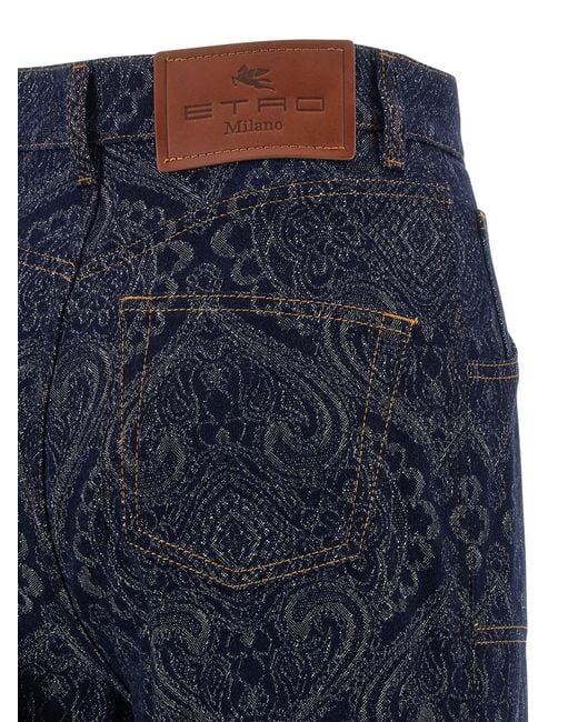 Etro Blue Jacquard Jeans