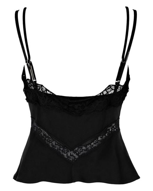 MSGM Black Top With Lace Details Acetate Tops
