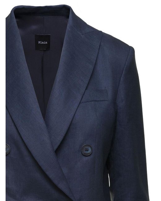 Le Plain Blue Double-Breasted Blazer