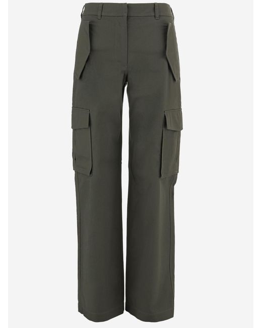Burberry Gray Cotton Cargo Pants With Checked Trim