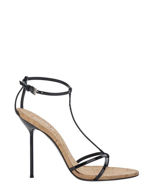 Paris Texas Black 'Lidia' High Heel Sandals With Adjustable Strap