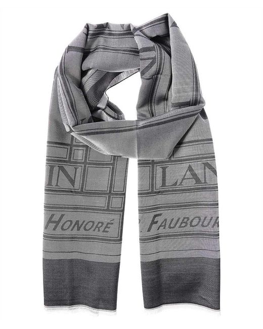 Lanvin Gray Silk And Wool Scarf